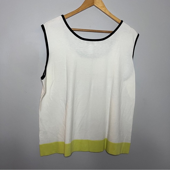 Doncaster Tank Top White w/Black Trim & Lime Green Hem Plus Size 2W in EUC - Picture 3 of 6